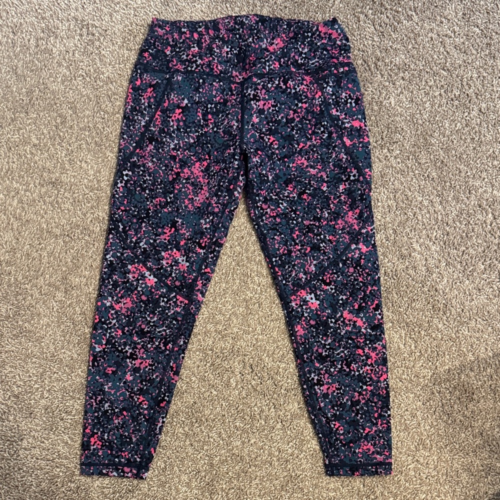 Sweaty Betty Leggings - Pink and Navy Floral 7/8 length